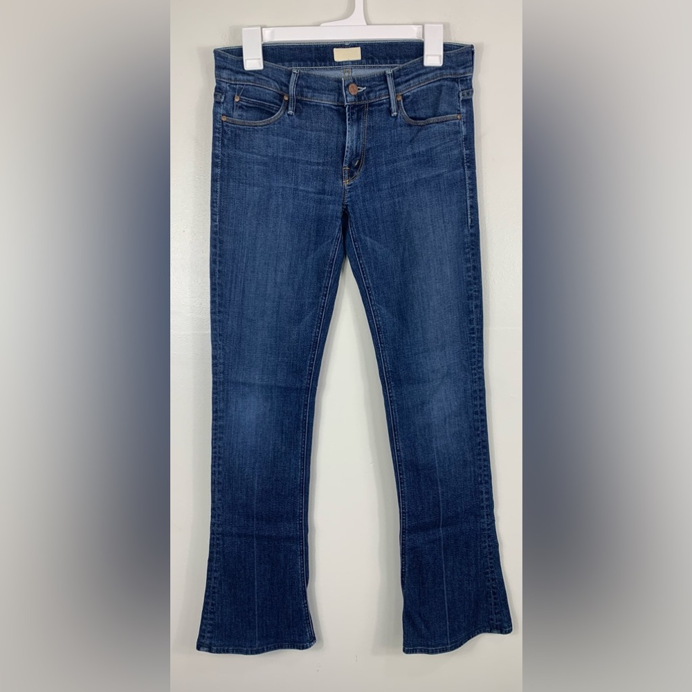 Mother The Runaway Skinny Flare Denim Mid Rise Jean Flowers From The Storm Sz 27